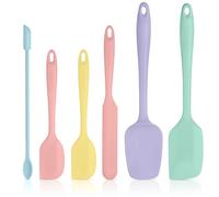 Tomorotec Confezione da 6 spatole in silicone multiformato, 5 colori macaron, design monopezzo, bordi flessibili, antigraffio, per pentole, lavabili in lavastoviglie, per uso alimentare, atossiche, ad