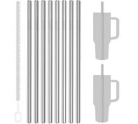 Tomorotec Confezione da 8 cannucce in acciaio inox adatte per bicchieri Stanley da 1134 g, cannucce in metallo da 30,5 cm per Stanley Cup con 1 pennello, cannucce riutilizzabili per frullati, frappè,