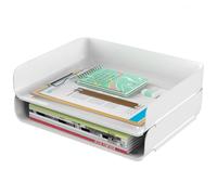 Tomorotec Desk Letter Tray Set A4 Size White Stackable Document Organizer Office Desktop File Paper Holder Book Storage Rack Si