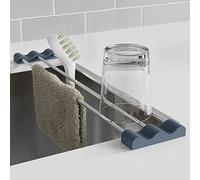 Tomorotec Scaffale da cucina regolabile sopra il lavello per strofinacci, spugne, bottiglie e spazzole, in acciaio inox resistente al calore, con design sottile ed espandibile e supporto
