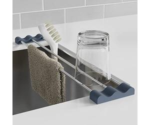 Tomorotec Scaffale da cucina regolabile sopra il lavello per strofinacci, spugne, bottiglie e spazzole, in acciaio inox resistente al calore, con design sottile ed espandibile e supporto