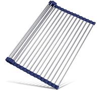 Tomorotec Scolapiatti arrotolabile da 45 x 31,8 cm, per lavello, accessorio per lavello da cucina, organizer multiuso, scolapiatti pieghevole in acciaio inox