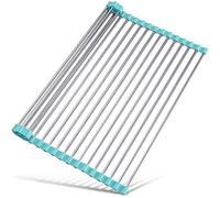 Tomorotec Scolapiatti arrotolabile da 45 x 31,8 cm, per lavello, accessorio per lavello da cucina, organizer multiuso, scolapiatti pieghevole in acciaio inox