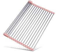 Tomorotec Scolapiatti arrotolabile da 45 x 32 cm, per lavello, accessorio per lavello da cucina, organizer multiuso, scolapiatti pieghevole in acciaio inox