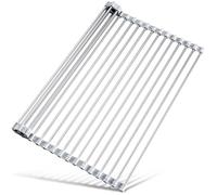 Tomorotec Scolapiatti arrotolabile in acciaio inox con bordi in silicone color marmo, pieghevole da cucina, sottopentola resistente al calore, supporta fino a 31,8 kg, sicuro per alimenti, per piatti,