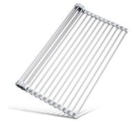 Tomorotec Scolapiatti arrotolabile in acciaio inox con bordi in silicone color marmo, pieghevole, resistente al calore, supporta fino a 31,8 kg, sicuro per alimenti, per piatti, pentole e altro