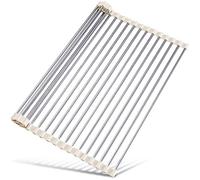 Tomorotec Scolapiatti arrotolabile sopra il lavello, accessorio per lavello da cucina, gadget multiuso pieghevole in acciaio inox, 45 x 32 cm (bianco)