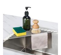 Tomorotec Scolapiatti triangolari arrotolabili, angolo lavello, piccolo, pieghevole, in acciaio inox sopra il lavandino, scolapiatti multiuso da cucina, organizer, salvaspazio, porta mensole (latte di