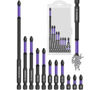Tomorotec Set di 11 punte magnetiche per cacciavite Phillips, antiscivolo, ammortizzanti, compatibili con cacciaviti elettrici e a percussione (viola)