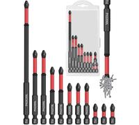 Tomorotec Set di 11 punte magnetiche per cacciavite Phillips, antiscivolo, ammortizzanti, compatibili con cacciaviti elettrici e a percussione (rosso)