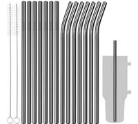 Tomorotec Set di cannucce riutilizzabili in acciaio inox da 28,9 cm e 2 spazzole per la pulizia, con design curvo e dritto, compatibili con bicchieri Stanley da 850,5 g, lavabili in lavastoviglie,