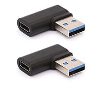 Tomost Adattatore da USB C a USB 3.0 ad angolo sinistro, 90 gradi USB 3.0 A maschio a USB C femmina adattatore USB tipo C a USB Coverter connettore per cavo USB C, hub 2 pezzi (sinistra (nero)