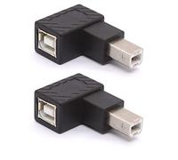 Tomost Adattatore USB B 2.0, adattatore USB 2.0 tipo B, adattatore per stampante USB 2.0 tipo B ad angolo di 90 gradi, adattatore per stampanti, scanner, fax, disco rigido mobile (destro 2 pezzi)