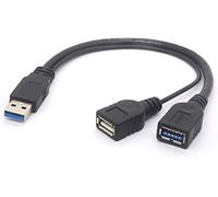 Tomost Cavo splitter USB 3.0 femmina - USB 3.0 maschio a doppia presa USB, prolunga extra potenza, adattatore Y per hard disk mobile da 2,5", 30 cm (1 maschio a 2 prese)
