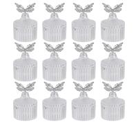 Tomotato 12pcs Butterfly Lid Clear Plastic Favor Boxes, Butterfly Shape Gold Lid Transparent Candy Containers for Party Snacks Cookies Storage (2#)