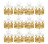 Tomotato 12pcs Vintage Party Favor Box Set, European Style Candy Boxes with Glitter Crown Shaped Chocolate Storage Containers for Festival Party Supplies (1#)