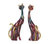 Tomotato 2 Pezzi Statue di Gatti, Figurine di Coppie di Gatti in Resina, Ornamenti Moderni da Tavolo per La Decorazione dell'Ingresso dell'Armadietto della Libreria(B)