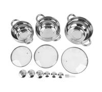 Tomotato 3 pezzi pentole in acciaio inox antiaderente, pentole da con fondo spesso per distribuzione termica uniforme, manici anti-scaldamento sicuri per cottura su fornelli