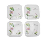 Tomotato 4 Pezzi Piatto Snack, 15x15cm Mini Piatto da Portata Quadrato per Snack di Frutta per Feste in Cucina, Matrimoni, Piccolo Vassoio per Alimenti per Dessert(Fiore di loto)