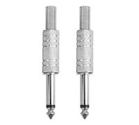 Tomotato Adattatore Audio, Connettore Jack 6.35mm Maschio Diritto per Giuntura Cavi Cuffie Chitarra, 2 Pezzi, Accoppiatore Plug In Connettore per Amplificatore Strumento Musicale (mono)