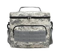Tomotato Borsa Termica Pranzo per Adulti, Borraccia Isolata Impermeabile con Cintura Regolabile e Tasche Multiple, Tessuto 600D 15L Capacità per Lavoro Attività All'aperto (Mimetica in bianco e nero