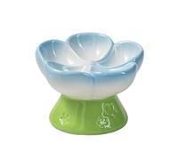 Tomotato Ceramic Raised Slow Feeder Cat Bowl, Smooth Surface Elevated Cat Food Bowl, Flower Shape Pet Food Bowls for Small Cat Dog (1#)