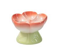 Tomotato Ceramic Raised Slow Feeder Cat Bowl, Smooth Surface Elevated Cat Food Bowl, Flower Shape Pet Food Bowls for Small Cat Dog (2#)