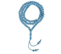 Tomotato Collana con perline di preghiera islamica, bracciale con collana di preghiera musulmana dorata in resina da 99 grani con luna e stella incise per il culto e la recitazione delle (Blu)