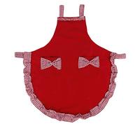 Tomotato Grembiule da Cucina in Cotone, Grembiule da Donna Vintage Carino con Tasche e Fiocco, Grembiule da Cucina da Chef per Cameriera per Cucina Ristorante(Rosso)