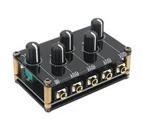 Tomotato, Mini Stereo Audio Mixer 4 Channel, Mixer Audio Line Stereo Sensibile, Case in Metallo Acrilico, per Lettore Cassette Player CD Computer Telefono Tablet