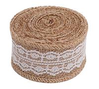 Tomotato Nastro in Pizzo di Lino, 2 Rotoli 5m per Decorazioni Fai Da Te, Accessori per Matrimonio e Natale (E Style)