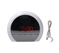 Tomotato Orologio da Tavolo LED Specchio Digitale, Sveglia con Funzione Snooze Display Temperatura Data Ora 7 Colori Luci Modalità Notte, Alimentazione USB o Batterie per Casa Uffi (Parola rossa)