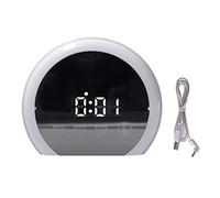 Tomotato Orologio da Tavolo LED Specchio Digitale, Sveglia con Funzione Snooze Display Temperatura Data Ora 7 Colori Luci Modalità Notte, Alimentazione USB o Batterie per Casa Uffi (Parola bianca)