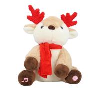 Tomotato Peluche Renna Musicale Illuminato, Peluche Animato con Luci e Canzoni Natalizie, 25 cm Materiale Morbido per Decorazioni Festive, Bambini e Casa