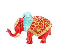 Tomotato Scatola Gioielli Elefante Smaltata, Portagioie Decorativo con Chiusura Magnetica, Organizzatore per Orecchini Anelli, Decorazione da Tavolo con Cristalli, per Compl (Rosso d'oro)