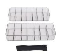 Tomotato Scatola Organizzatrice per Cavi Trasparente, 7 Scomparti con 20 Fascette, Materiale Acrilico Durevole, 26x9,5x4,5 cm per Cavi Elettrici, Accessori da Ufficio e Casa