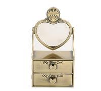 Tomotato Scatola Portadenti per Bambini, Design Carrozza di Zucca con Magnete, Lega di Zinco Argentato, Fodera in Flanella Blu, per Neonati e Bambine (Colore di ottone antico)