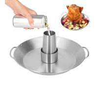 Tomotato Supporto per Pollo, Teglia per Pollo in Acciaio Inossidabile con Contenitore di Aroma, Barattolo per Birra, Arrosti per Fornello per Grigliate Verticale