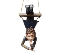 Tomotato Swinging Fairy Garden Statue, Resin Hanging Ornament for Outdoor Trees, Patio and Yard Decor All Weather Fairy on a Swing Figurine for Fantasy Garden Displays