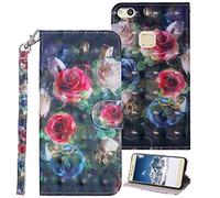 ToMoYi Huawei P10 Lite Custodia, PU Pelle Portafoglio Custodia Flip Wallet Case con funzione di supporto, scomparto per carte di credito e chiusura magnetica per Huawei P10 Lite Cover Design 3D Pattern, Rosa