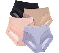 TOMPPY Slip Modellanti Senza Cuciture in Seta di Ghiaccio a Vita Alta, Mutandine Sexy Traspiranti da Donna (X-Large,4pcs-Color)