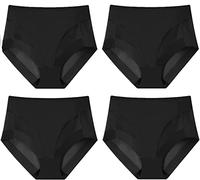 TOMPPY Slip Modellanti Senza Cuciture in Seta di Ghiaccio a Vita Alta, Mutandine Sexy Traspiranti da Donna (Medium,4pcs-Black)