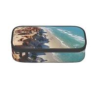 TOMPPY Water Rush To Tropical Beach Astuccio Stampato Grande Capacità Matita Sacchetto Portatile Matita Sacchetto di Cancelleria Ufficio Organizzatore, Nero , Taglia unica, Portatile, semplice, da