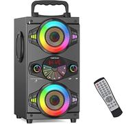 TOMPROAD Altoparlanti Bluetooth portatili 60W Grande e potente altoparlante stereo wireless ad alto volume Boombox Home Party con subwoofer, radio FM, luci colorate LED