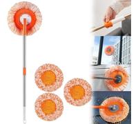 TOMRAIN Mocio per la Pulizia Multiuso Girevole a 360°, mocio Rotante Estensibile per Pavimenti, mocio Rotante in Microfibra con Manico Lungo, per Pavimenti, pareti, soffitti, bagni, Auto