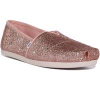 Toms Alpargata Donna Cosmic Glitter Canvas Espadrillas In Oro Rosa Taglia UK 3-8