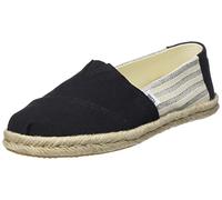 TOMS Alpargata Corda Striscia Tela Espadrille Donna Basse Nero UK 4 - 8
