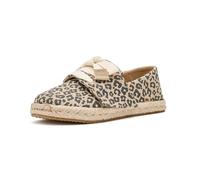 TOMS Carolina - Mocassini Bassi con Lacci, a Pois leopardati Color Avena, Taglia 42