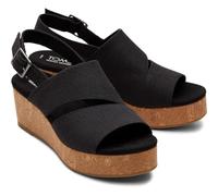 TOMS Claudine, Sandali con zeppa Donna, Black Melange Woven, 42.5 EU