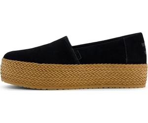 Toms Espadrillas Valencia da Donna in camoscio Senza Lacci sulla Piattaforma Piatta, Nero, 40 EU